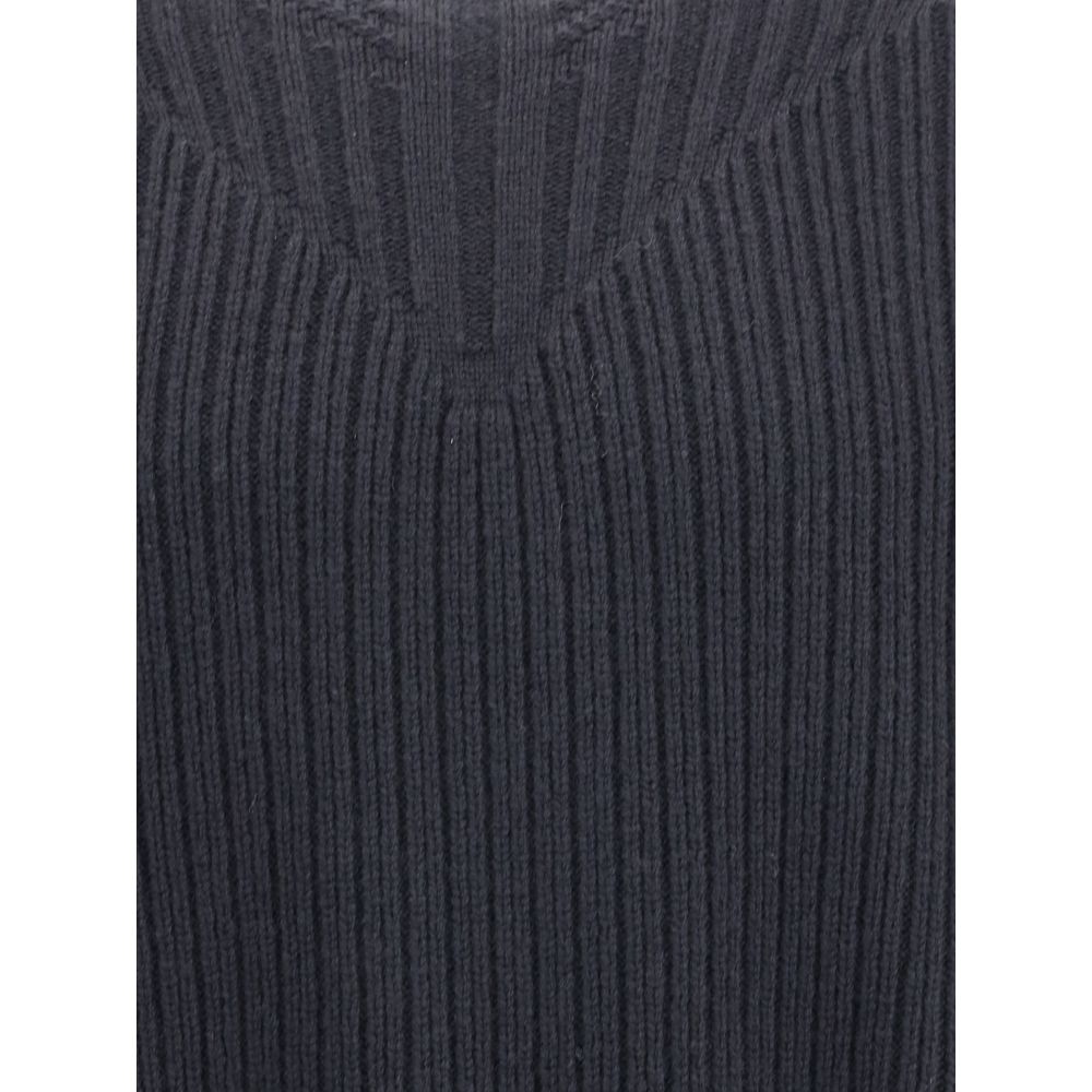 Rick Owens Black Fleece Wool Sweatshirt
