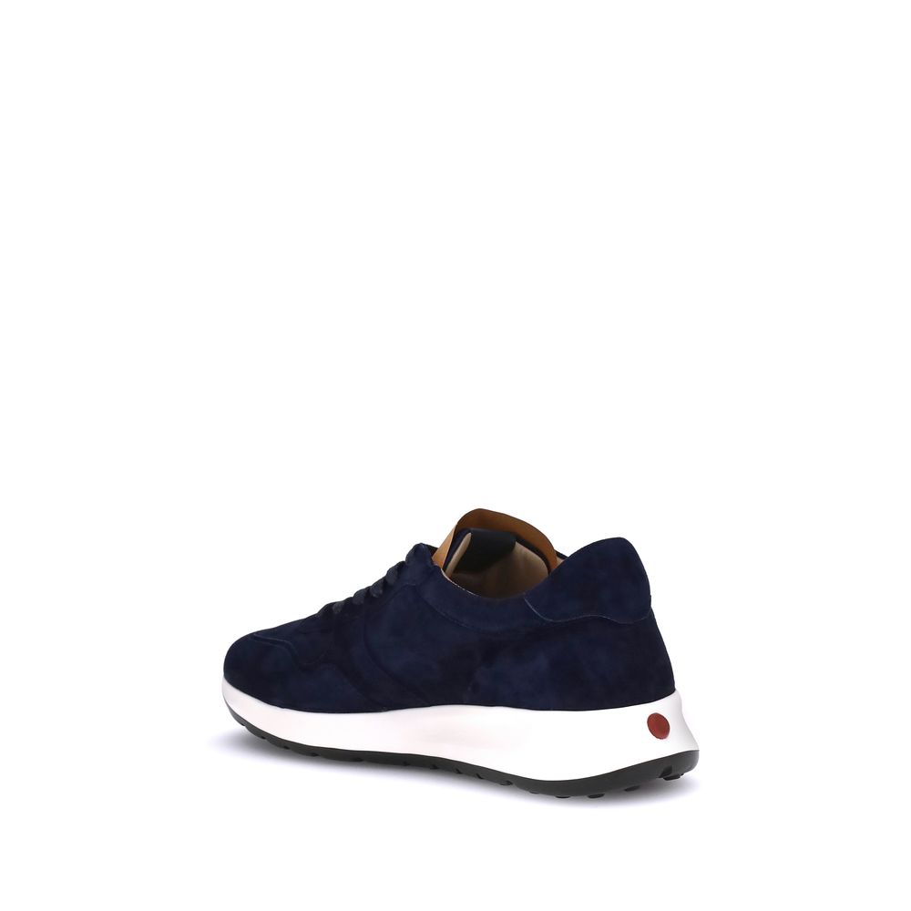 Tod's Blue Calf Leather Bos Taurus Low Top Sneakers with suede finish and rubber sole, rear view