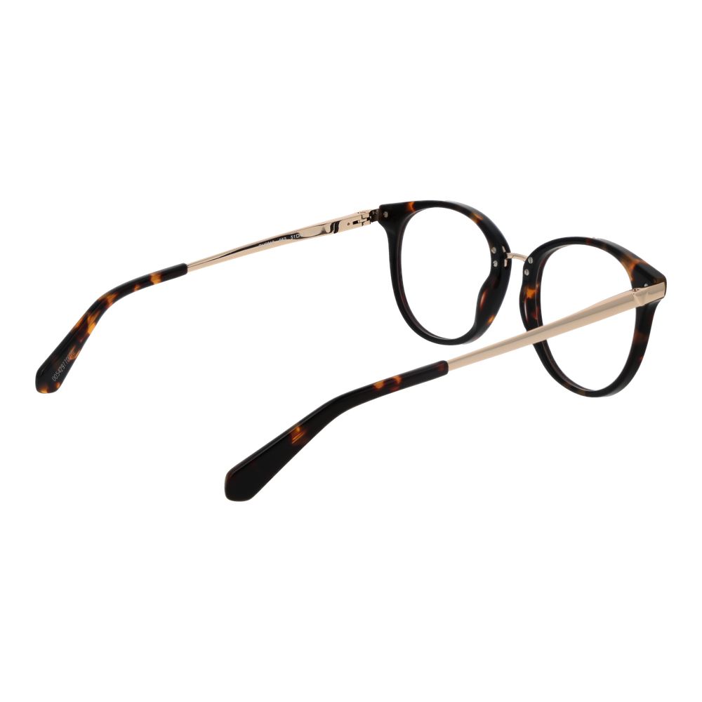 Guess Brown Unisex Glasses Frame with round acetate full-rim design and demo lenses, featuring a spring hinge for comfort and style.