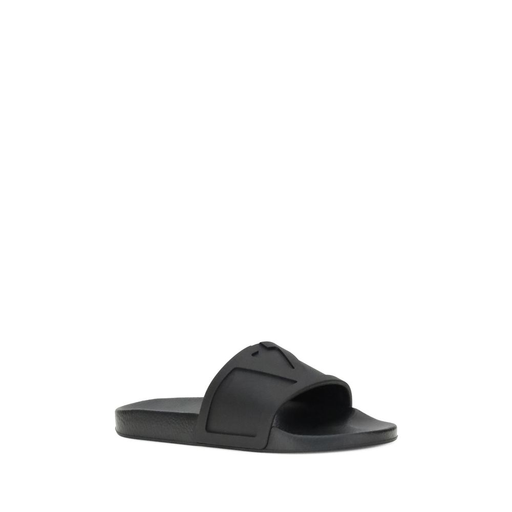 Valentino Garavani Black Rubber Flat Sandals