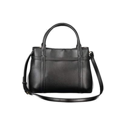 Mario Valentino Black Polyethylene Women Handbag with twin handles and adjustable strap