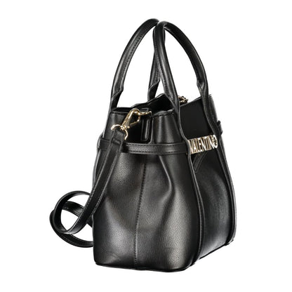 Mario Valentino Black Polyethylene Women Handbag with twin handles and adjustable strap, showcasing elegant design and versatility.