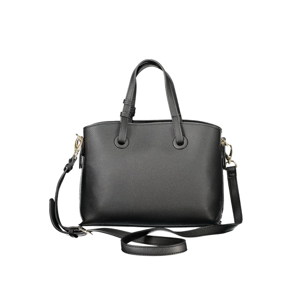 Mario Valentino Black Polyethylene Women Handbag with adjustable shoulder strap, elegant design and durable material.