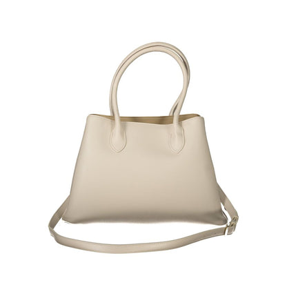 Mario Valentino Beige Polyethylene Women Handbag with detachable shoulder strap and elegant design for modern style.