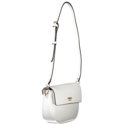 Guess Jeans White Polyethylene Women Handbag with adjustable shoulder strap and structured design.