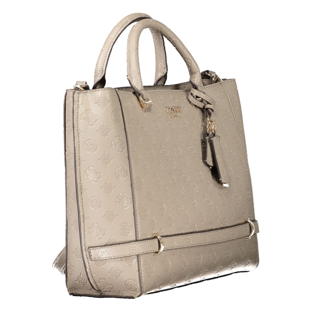 Guess Jeans Brown Polyethylene Women Handbag with dual handles and detachable shoulder strap