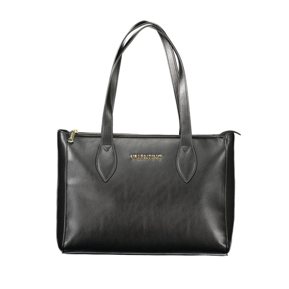 Mario Valentino Black Polyethylene Women Handbag with two handles and zip closure showcasing urban sophistication for stylish storage.