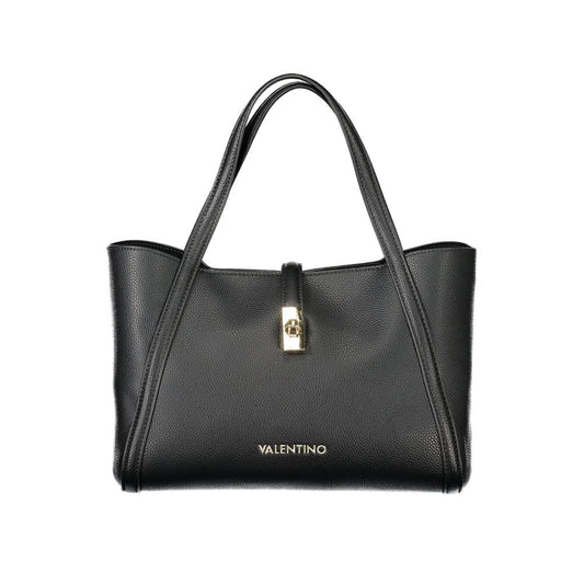 Mario Valentino Black Polyethylene Women Handbag with handles and gold accent