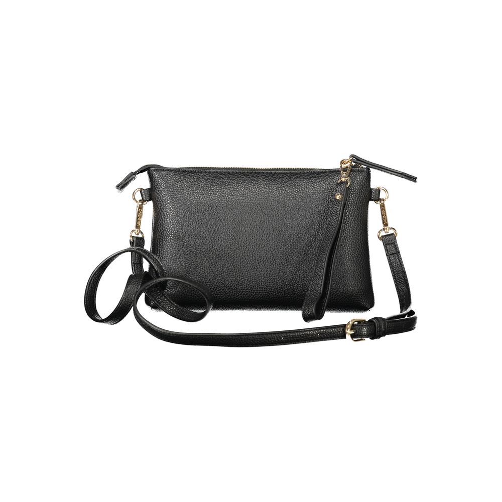 Mario Valentino Black Polyethylene Women Handbag with adjustable strap and removable handle for versatile fashion style.