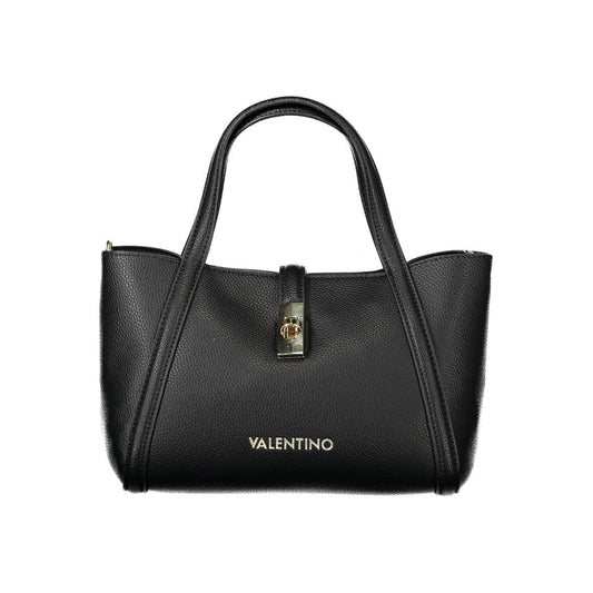 Mario Valentino Black Polyethylene Women Handbag with dual handles and a chic design.