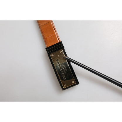 Dolce & Gabbana Browned Off Leather Gold DG Logo Buckle Belt
