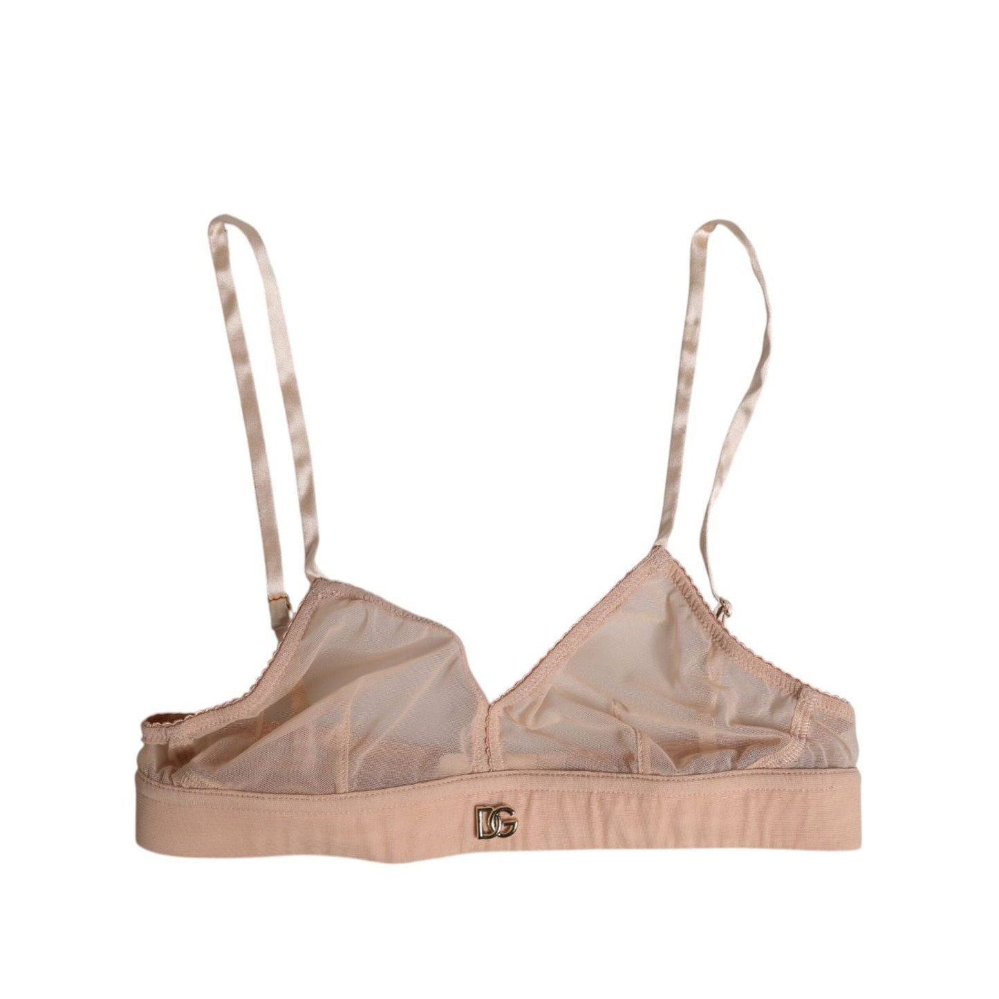 Dolce & Gabbana Powder Pink Nylon DG Logo Non Wire Bra Underwear