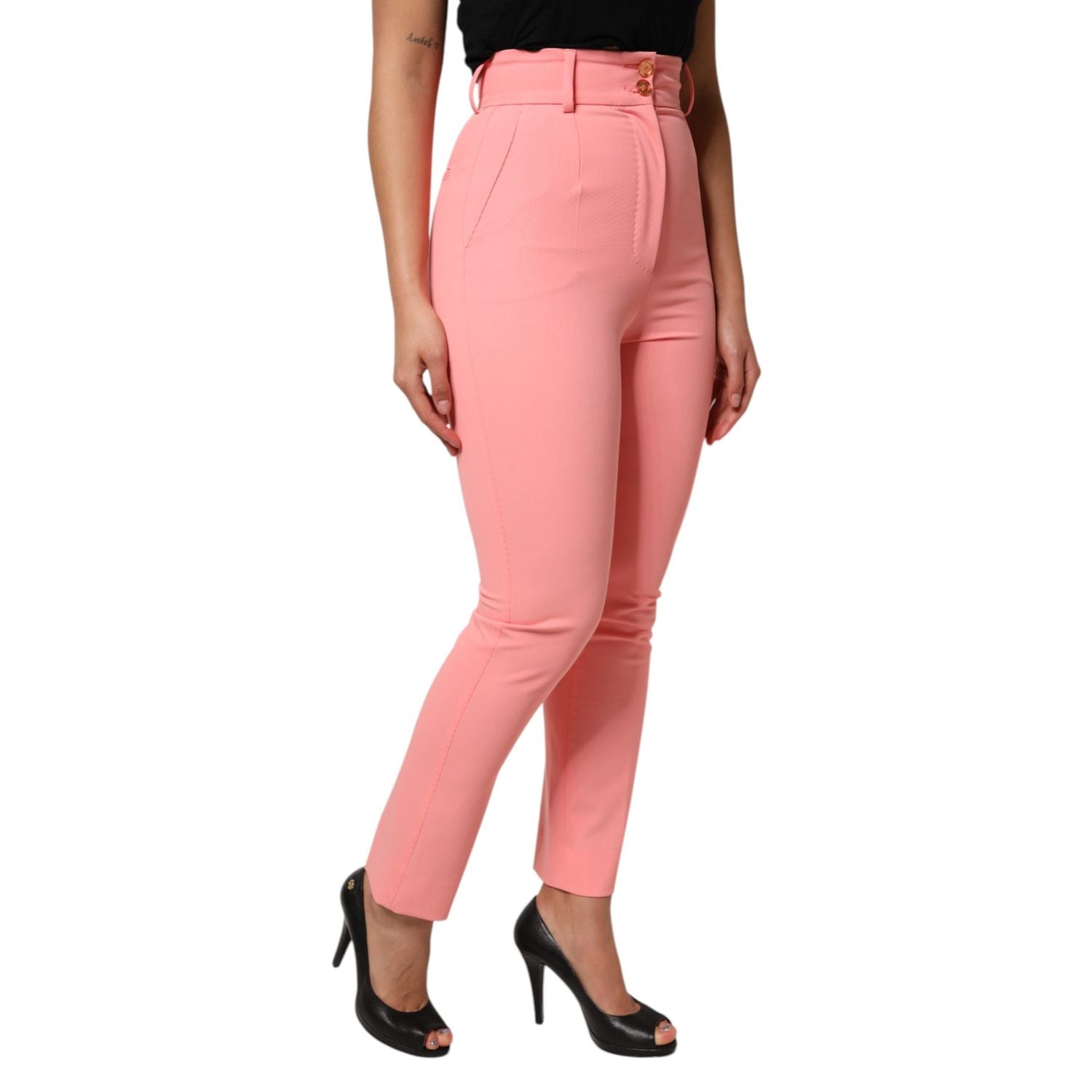 Dolce & Gabbana Pink High Waist Dress Tapered Pants