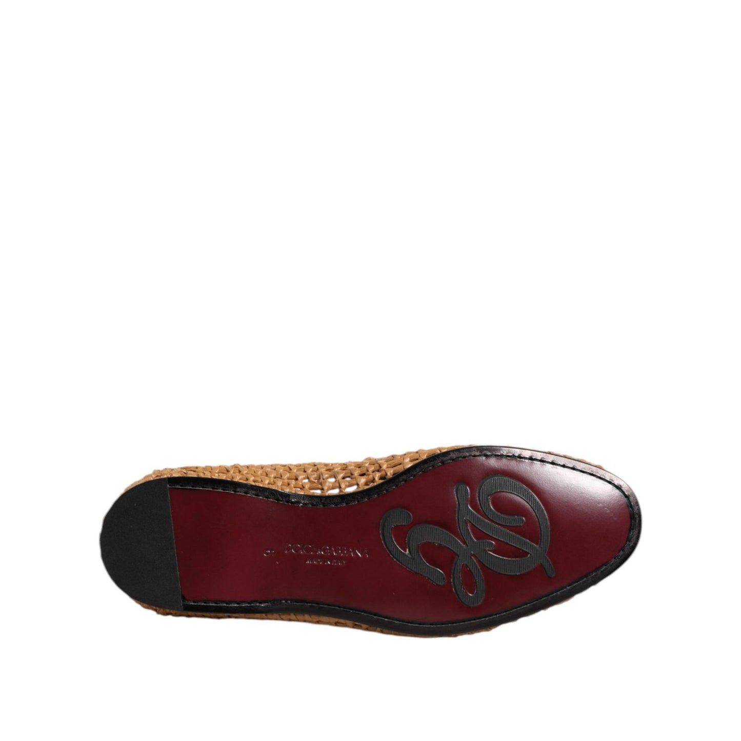 Dolce & Gabbana Brown Woven Raffia Slip On Loafers Shoes