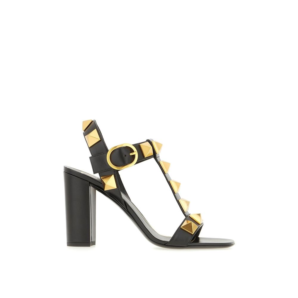 Valentino Garavani Black Calfskin Stiletto Heel Sandals