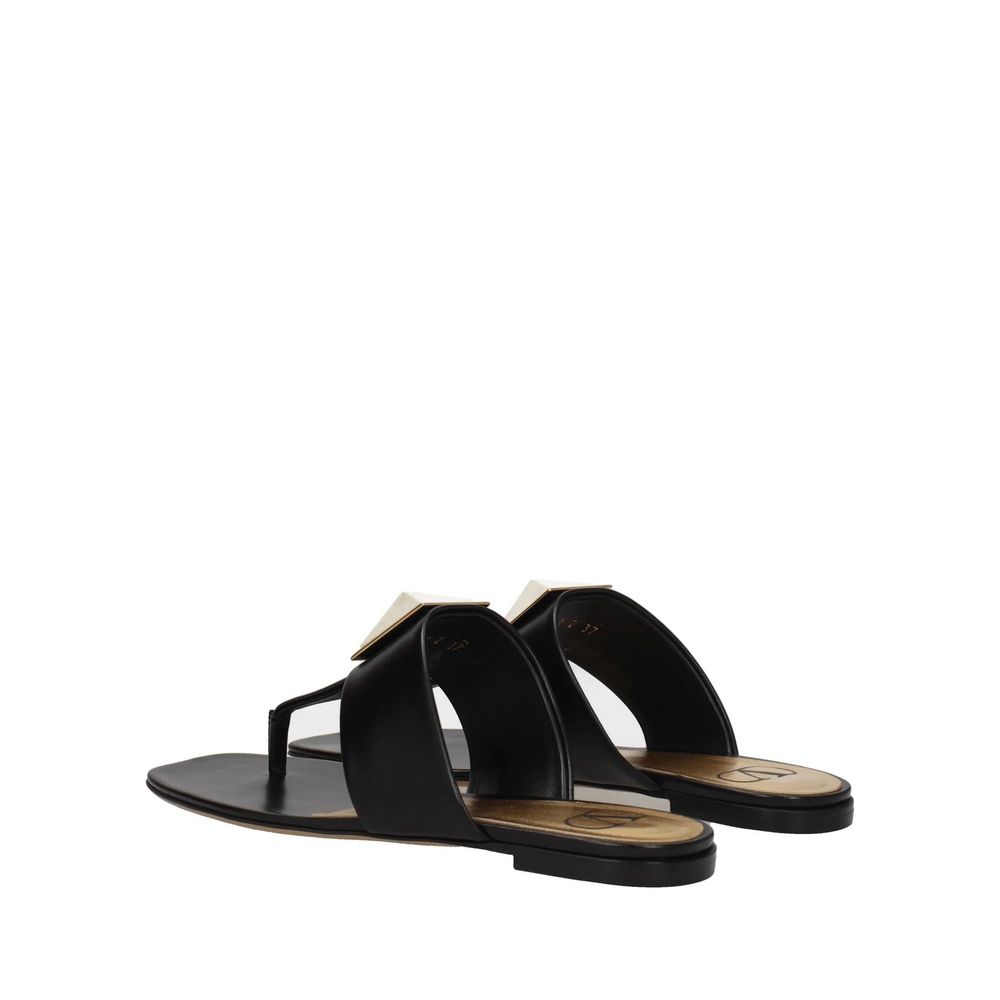 Valentino Garavani Black Calfskin Strap-On Sandals