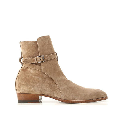 Saint Laurent Beige Calfskin Ankle Boots