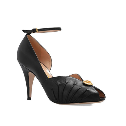 Gucci Black Leather High Heel Pumps