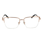 Guess Rose Gold Women Glasses Frame, square half-rim style with metal material, demo plastic lenses, spring hinge, in branded case.