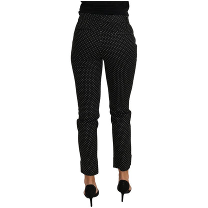 Dolce & Gabbana Black Dress Polka Dot Cropped Straight Pants Jeans & Pants