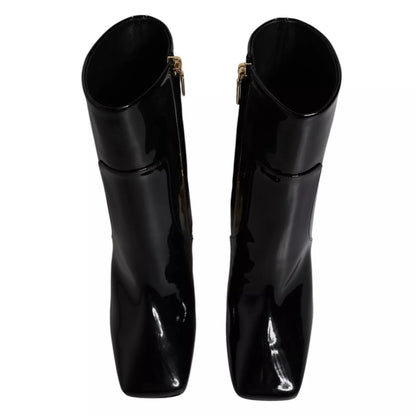 Dolce & Gabbana Black Jackie Leather Mid Calf Boots Shoes