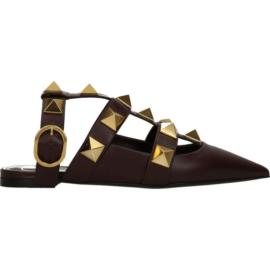 Valentino Garavani Brown Leather Flat Sandals