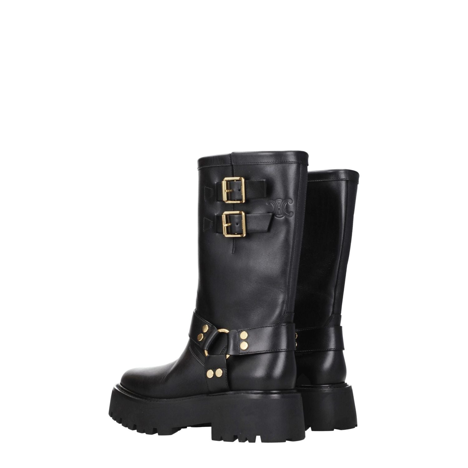 Celine Gold Leather Ankle Boots