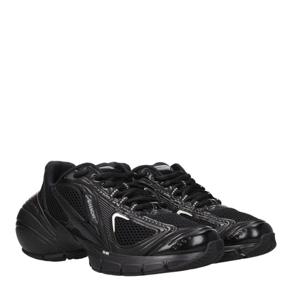 Givenchy Black Fabric Athletic Sneakers with leather accents, lace-up closure, rubber sole, mid-heel, and brand logos on the sides.