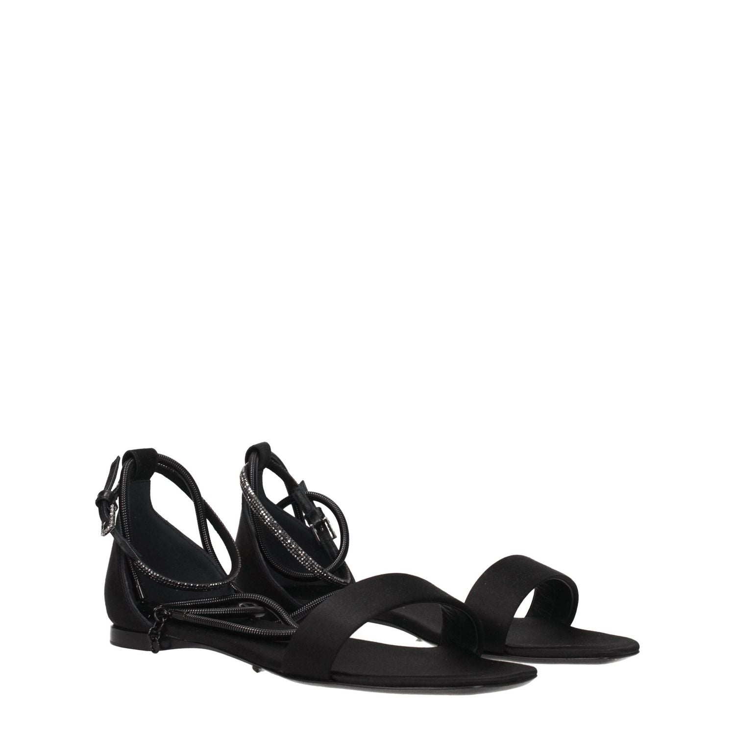 Max Mara Black Satin Sandals