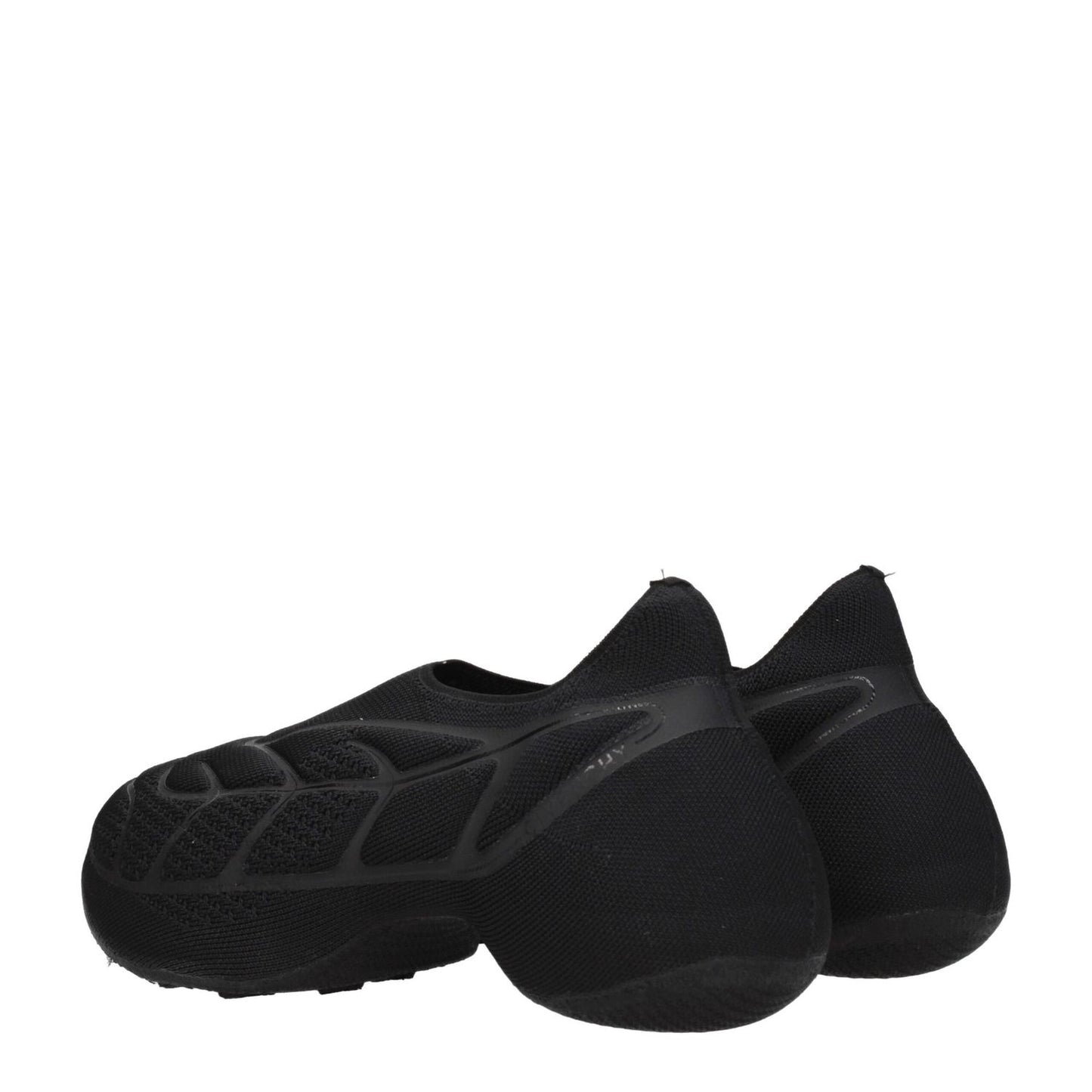 Givenchy Black Fabric Slip-On Loafers with mid heels and side logo, round toe design in a casual style.