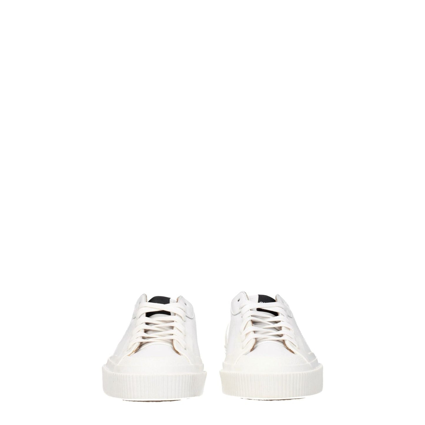 Givenchy White Leather Low Top Sneakers with lace-up closure and rubber sole, featuring logos on front, side, and back views.