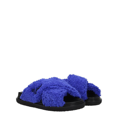 Marni Purple Fabric Slippers with open toe and side logo, featuring rubber sole and casual style, color violet with juniper accents.
