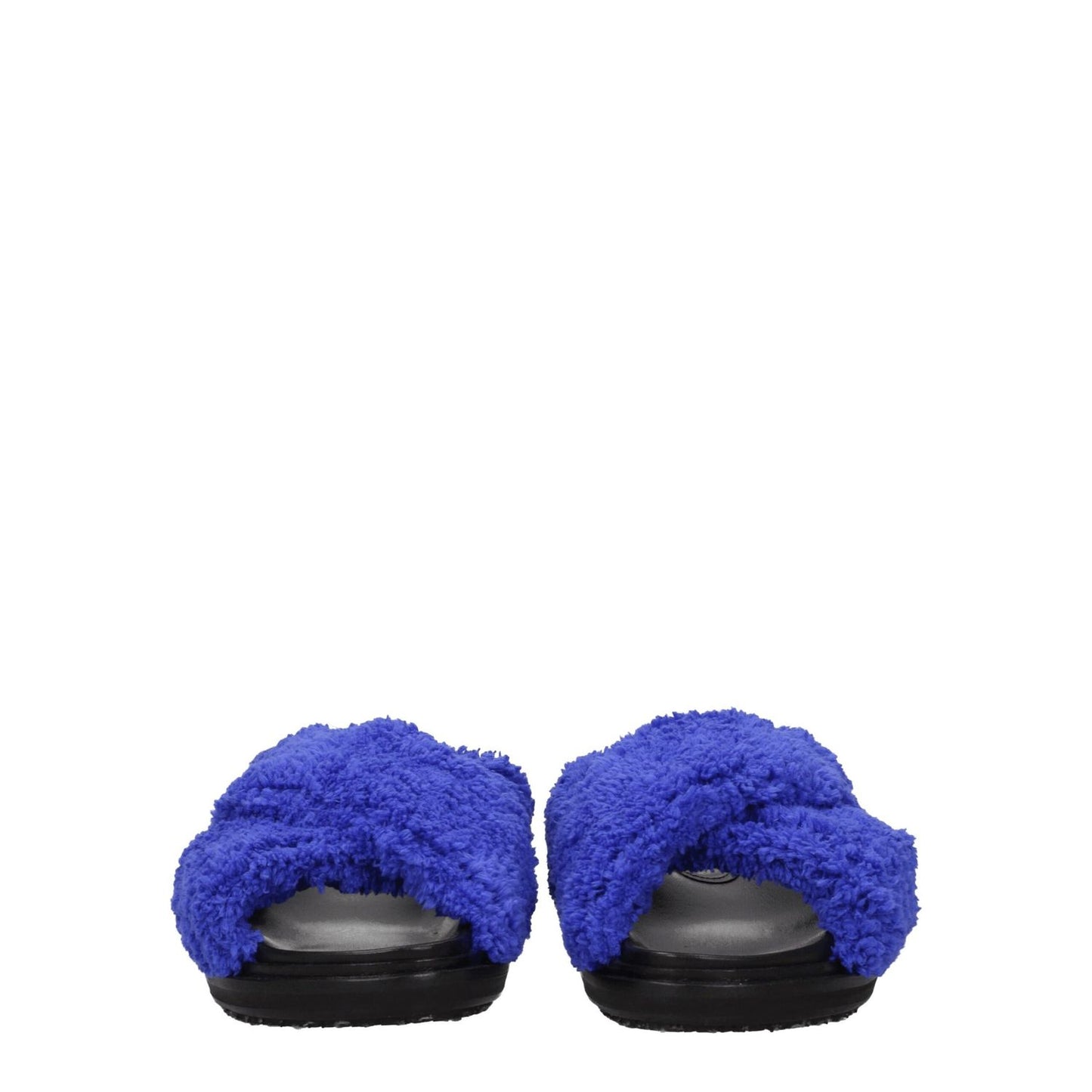 Marni Purple Fabric Slippers with open toe, rubber sole, side logo, casual style, and low flat heel, featuring violet juniper design.