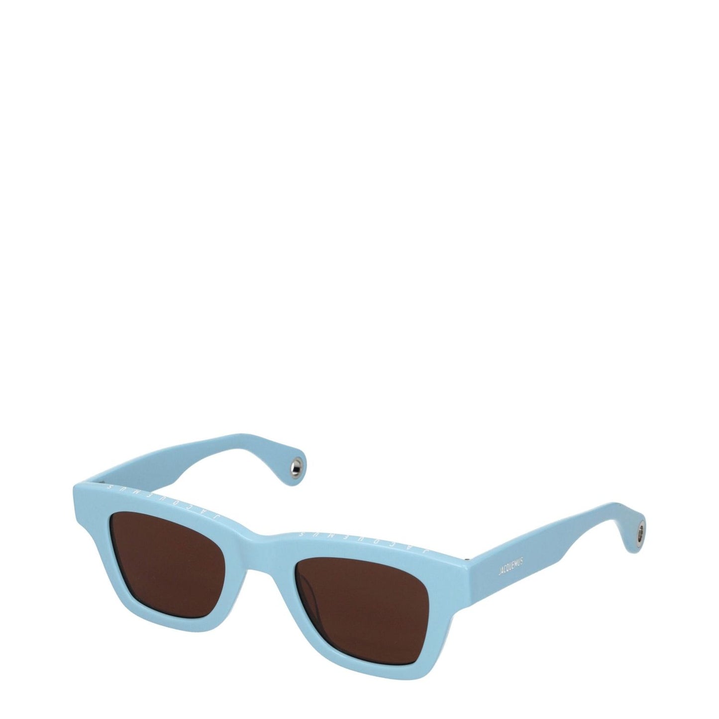 Jacquemus Light Blue Acetate Sunglasses with dark lenses, aviator style, includes protective case, MPN 221AC0295040330.