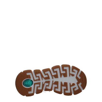 Sole of Versace White Fabric Athletic Sneakers showing unique tread pattern, designed for durability and style.