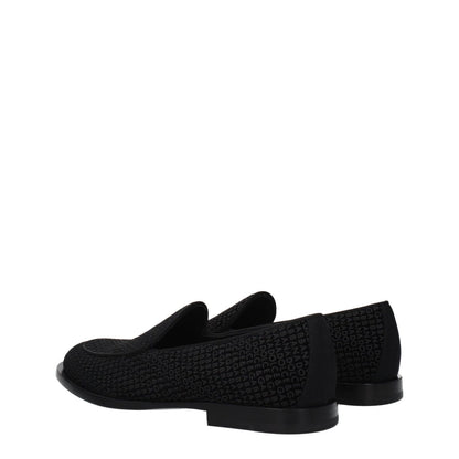 Dolce & Gabbana Black Velvet Slip-On Loafers with leather sole and round toe