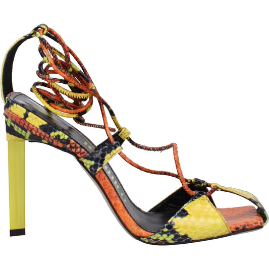 The Attico Orange Leather Stiletto Heels Sandals