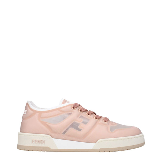 Fendi Pink Fibres Sneakers with logos and lace-up closure, casual style, featuring rubber sole and round toe design.