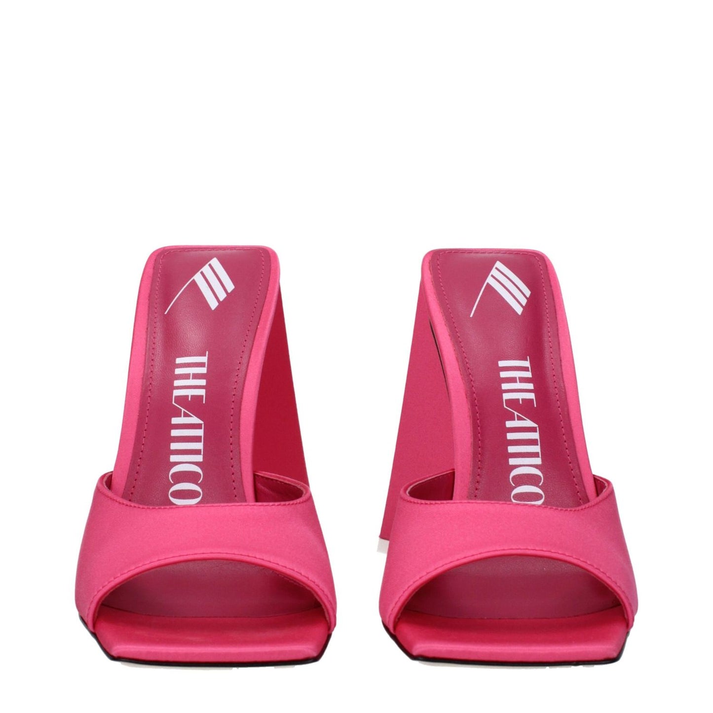The Attico Pink Fabric Platform Sandals, open toe high heels with leather sole, MPN S000V015026, stylish summer footwear