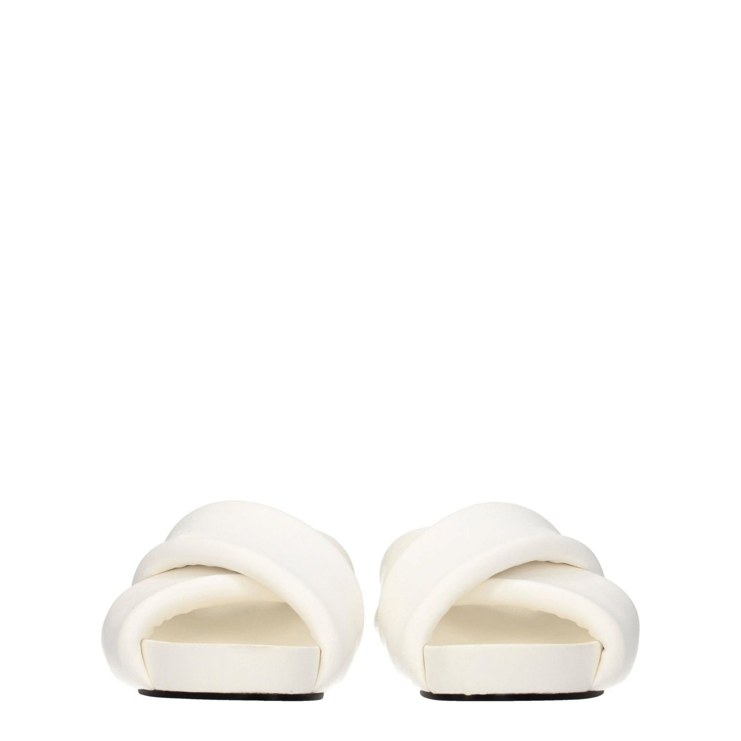 Jil Sander White Leather Slippers with open toe and 4cm mid heels featuring vintage effect, in optic white leather and casual style.