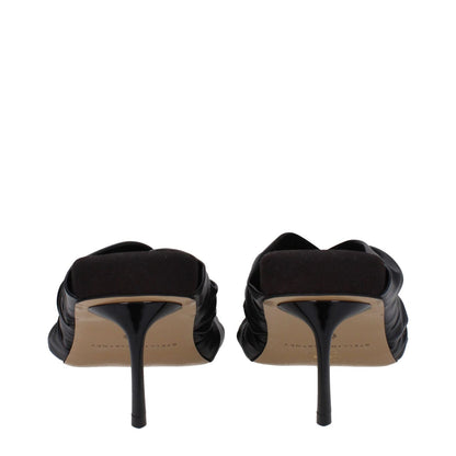 Rear view of Stella McCartney Black Leather Stiletto Heel Sandals with eco heel and open toe design, 7 cm heel height.