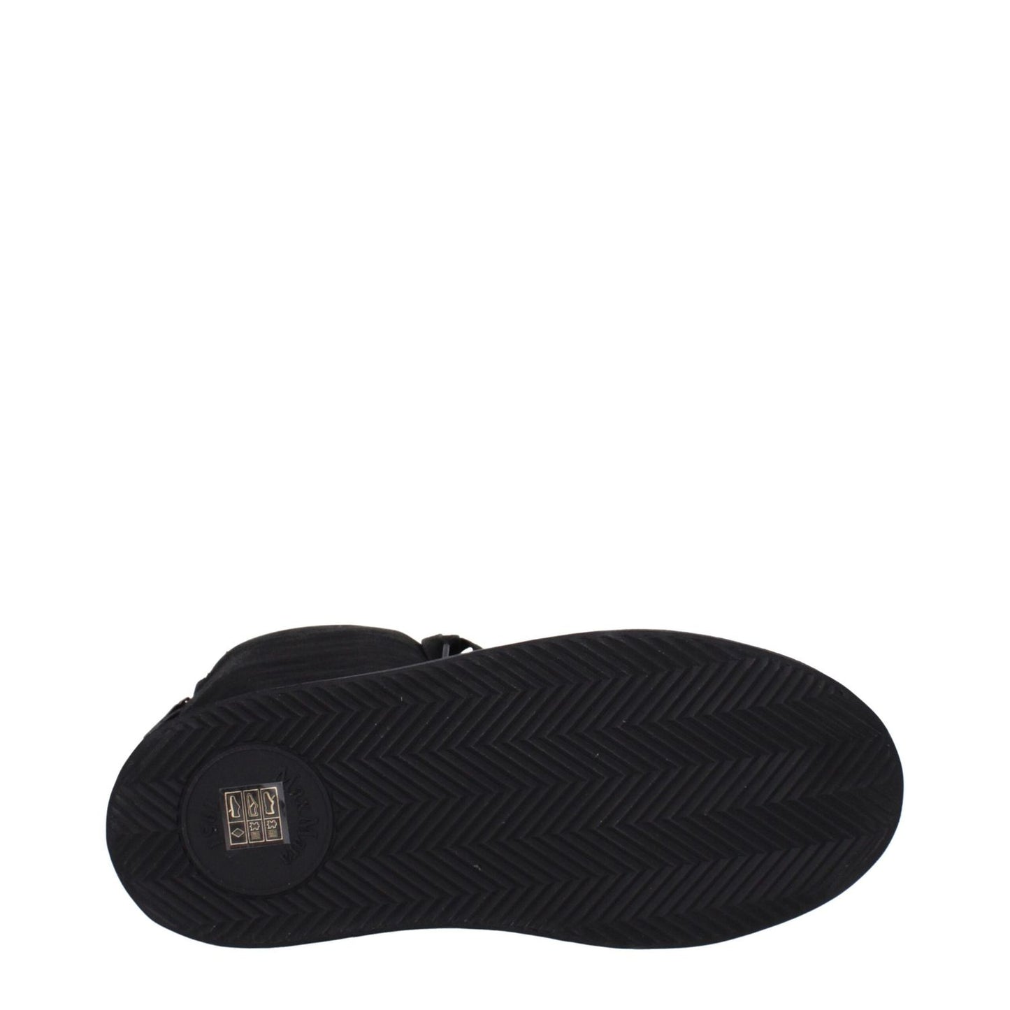 Sole view of Max Mara Black Fabric Lace-Up Boots with a rubber sole and vintage effect, showcasing a casual style design.