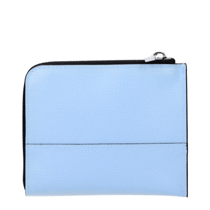 Marni Blue Polyethylene Wallet with front logo, silver and light blue color, measurements 9.5×11.5 cm.