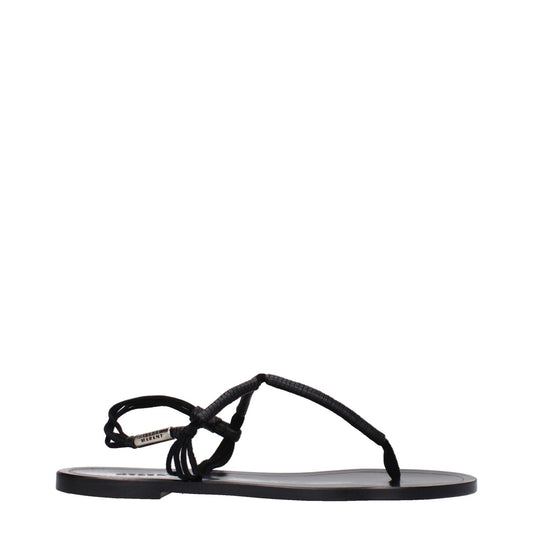 Isabel Marant Black Leather Flip-Flop Sandals, open toe, low flat heel, side logo detail, MPN SD0058FAA2B03S01BK.