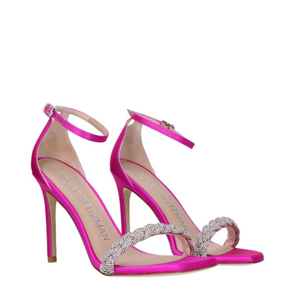 Stuart Weitzman Pink Satin Stiletto Heel Sandals