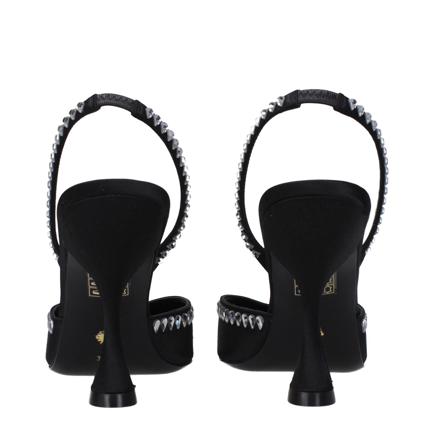 Stuart Weitzman Black Satin Stiletto Heel Sandals