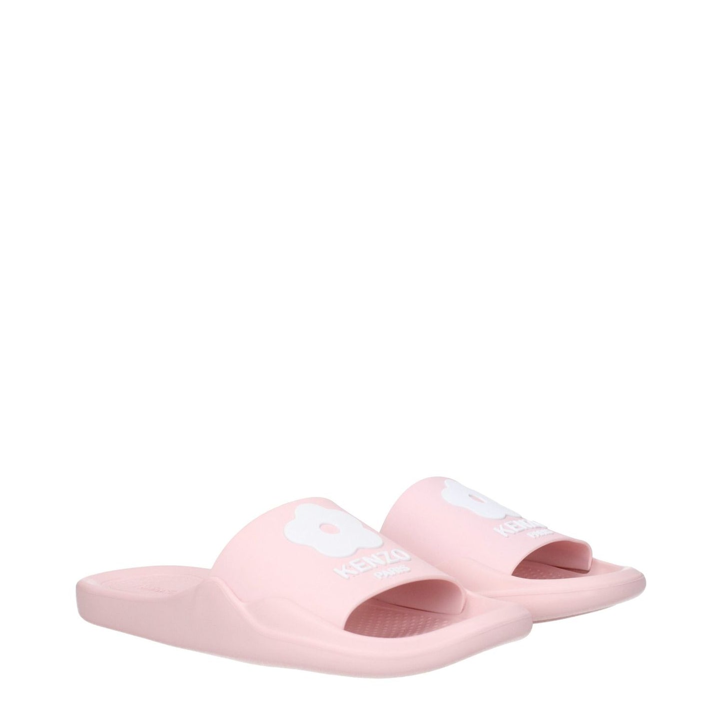 Kenzo Pink Cotton Slippers with rubber sole and front logo, open toe design, casual style, low flat heel. MPN: FE52MU110P5134.