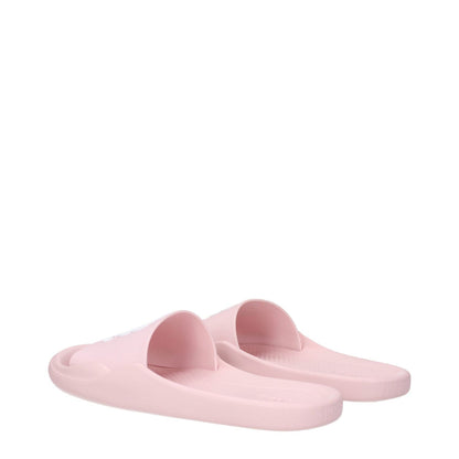 Kenzo Pink Cotton Slippers with front logo, casual style, rubber sole, open toe, and low flat heel, MPN FE52MU110P5134.