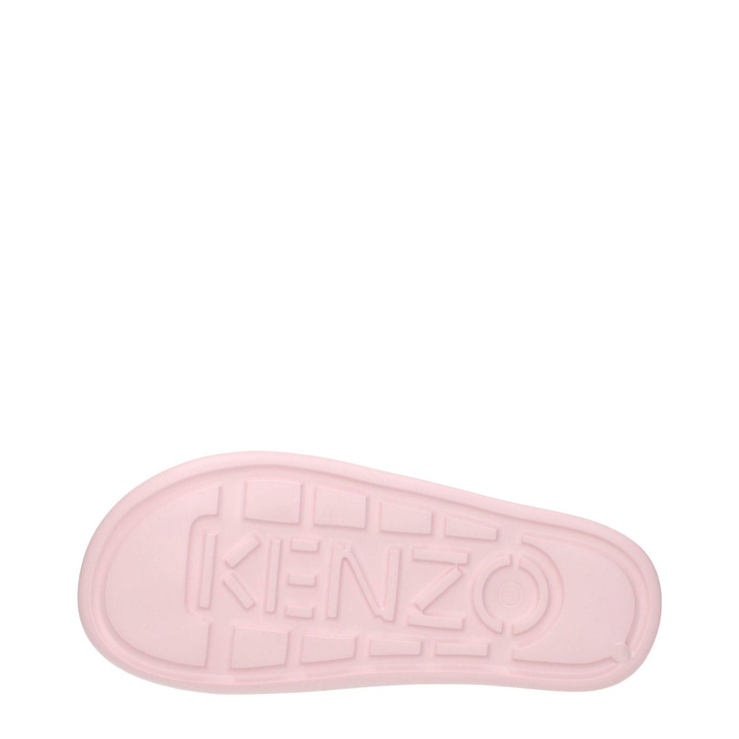 Sole of Kenzo Pink Cotton Slippers featuring rubber material with Kenzo logo, open toe and low flat heel style.