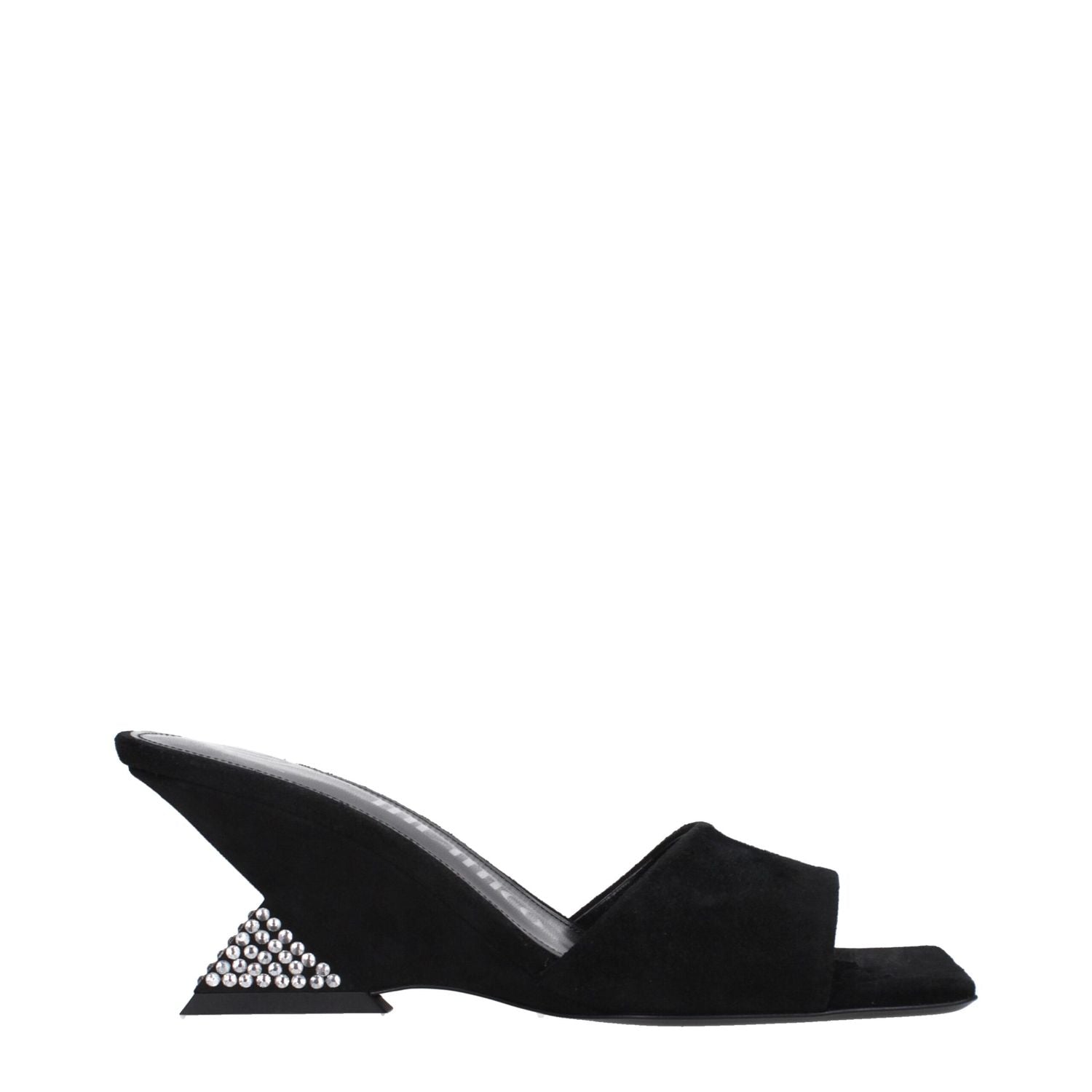 The Attico Black Leather Platform Sandals